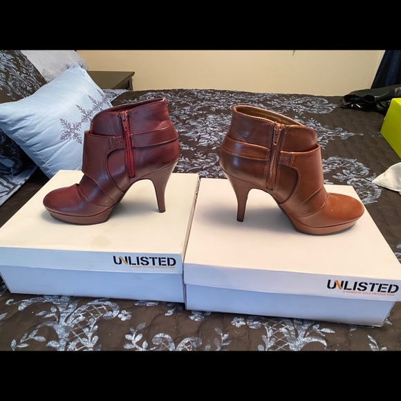 Unlisted Booties Tan & Burgundy (2) pair. $24 each. - Picture 2 of 2